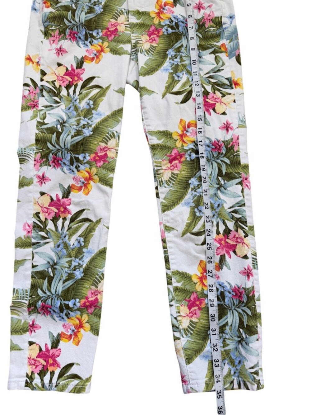 Tommy Bahama Womens 28x28  Skinny Ankle Jeans Floral Tropical White Green Resort - Picture 6 of 8